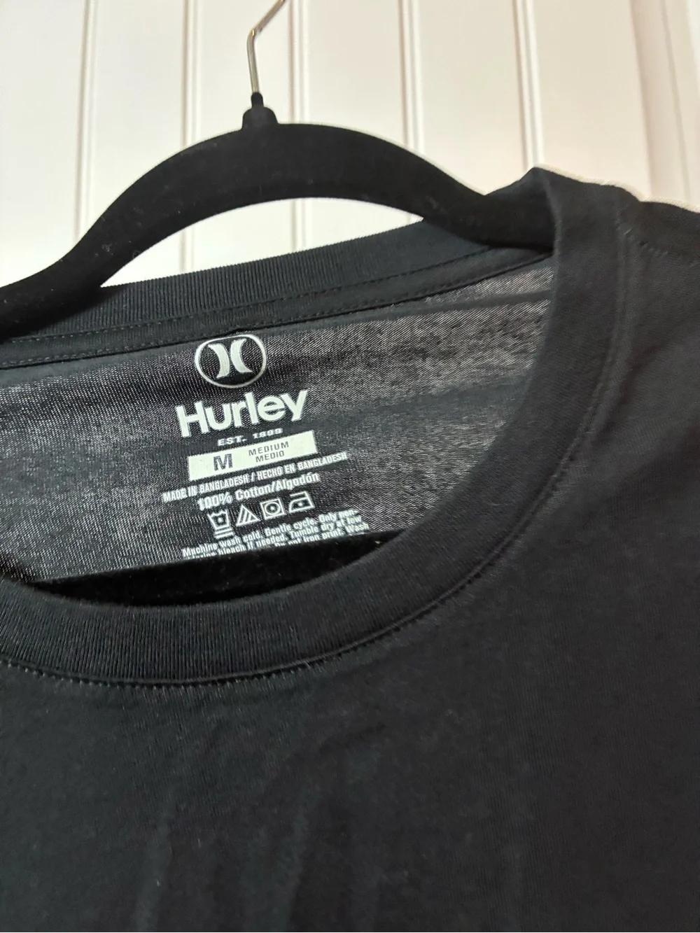 Hurley Black Short Sleeve Tee with Teal Geometric Logo